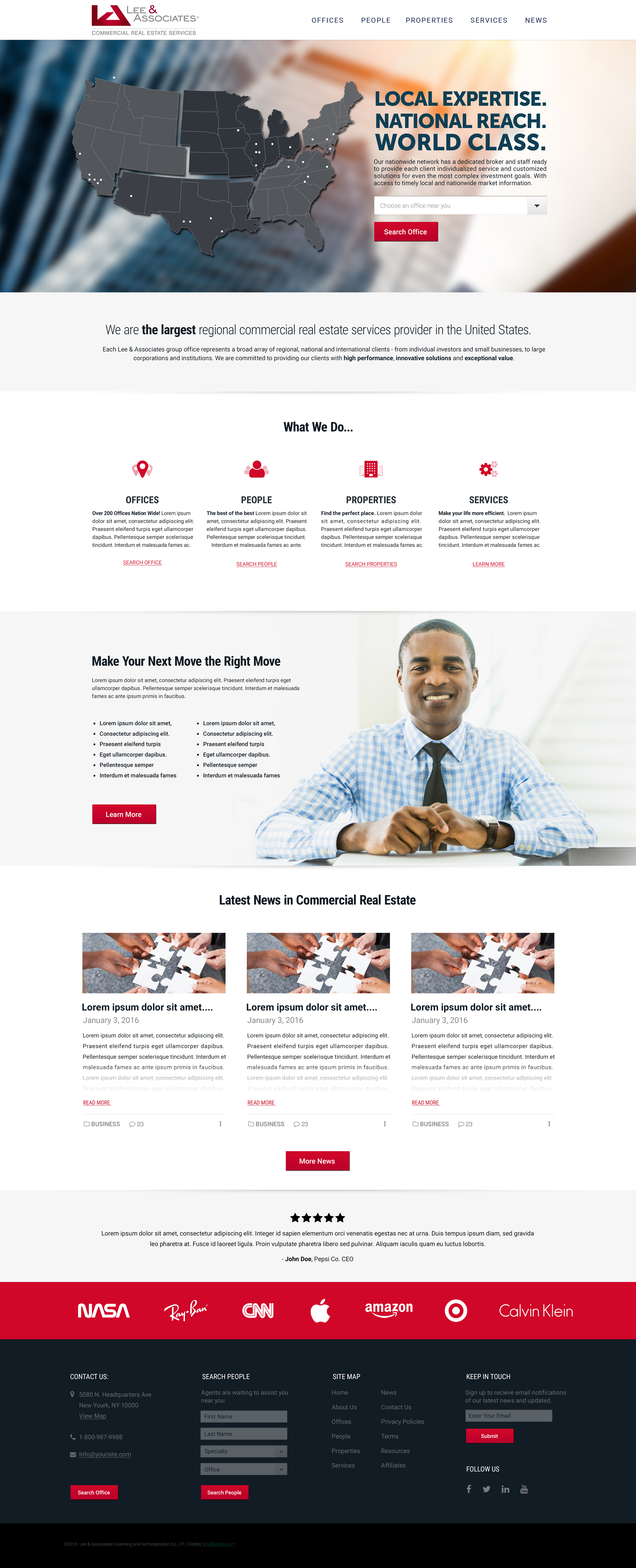 Commercial real estate website, Lee & Associates