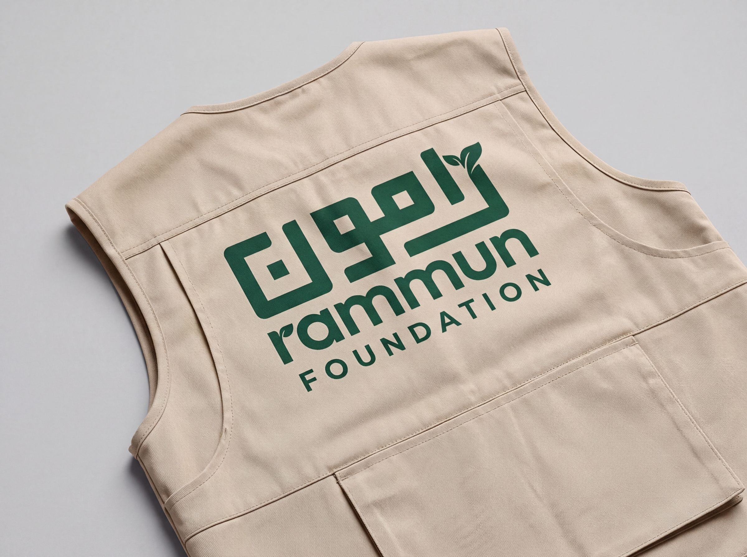 Logo applied to field vests, Rammun Foundation